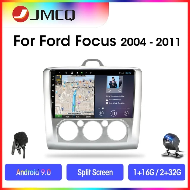 $107.07 JMCQ Android 9.0 Car Radio For ford focus 2 3 Mk2/Mk3 2004-2011 Multimedia Video Player 2 Din RDS 2G+32G GPS Stereo Split Screen