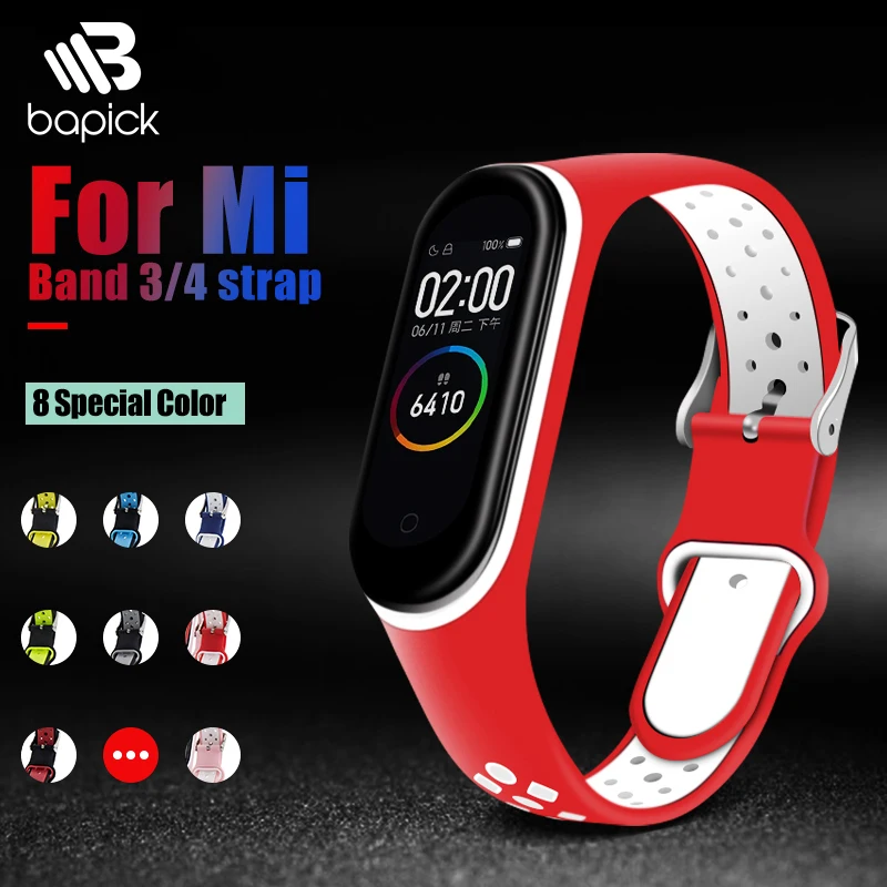 Силиконовый ремешок BAPICK для Xiaomi Mi Band 4 3 спортивный браслет Miband аксессуары на