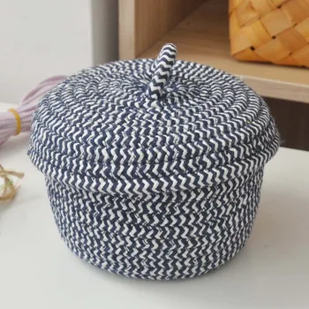 

Cotton Thread Storage Basket Handmade Desktop Snacks Sundries Sewing Kit Storage Box Coin Organizer Case