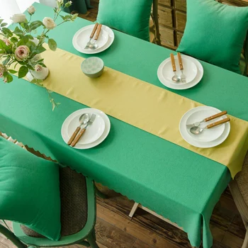 

WUJIE Nordic Style Solid Tablecloth for Dining Table Cover Plain Rectangle Table Cloth for Home Decoration(without Table Runner)