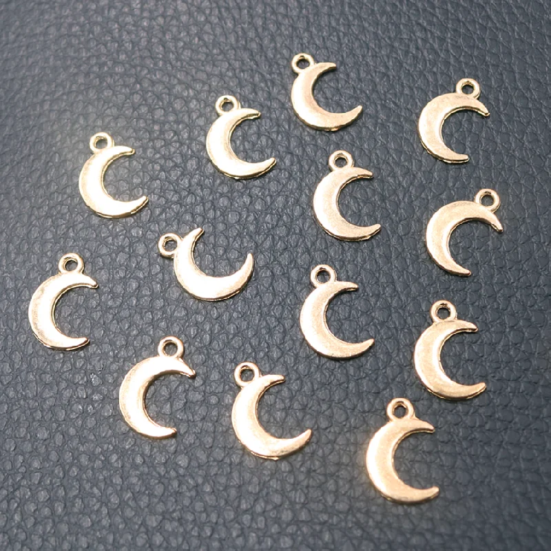 50pcs Silver Plated Cute Mini Moon Pendants Earrings Bracelet Accessories DIY Charms For Jewelry Carfts Making 14*10mm A601
