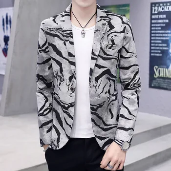 

Suit Male 2019 Season Slim Fit Single West Coat Youth Trend Printing Personality Leisure Small Suit