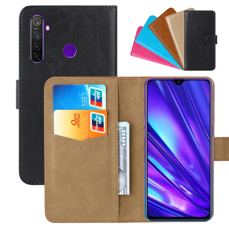 

Luxury Wallet Case For OPPO Realme 5 Pro PU Leather Retro Flip Cover Magnetic Fashion Cases Strap