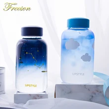 Creative Sky Glass Water Bottle with Sleeve 600ml Gradient Color Sport Bottles Fashion Camping Bottle Tour Drinkware Drop Ship