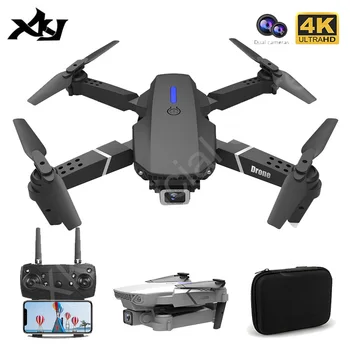 XKJ 2021 nowy E88 Pro Drone z szerokim kątem HD 4K 1080P podwójny aparat wysokość trzymać Wifi RC składany Quadcopter Dron prezent zabawka tanie i dobre opinie Stałe do montażu kamery Z tworzywa sztucznego 3*AA(not include) CN (pochodzenie) Wewnątrz i na zewnątrz 1080p FHD 2K QHD