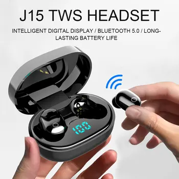 

Touch mini TWS Bluetooth headset 5.0 wireless dual in-ear with digital display sports waterproof J15 binaural Bluetooth headset
