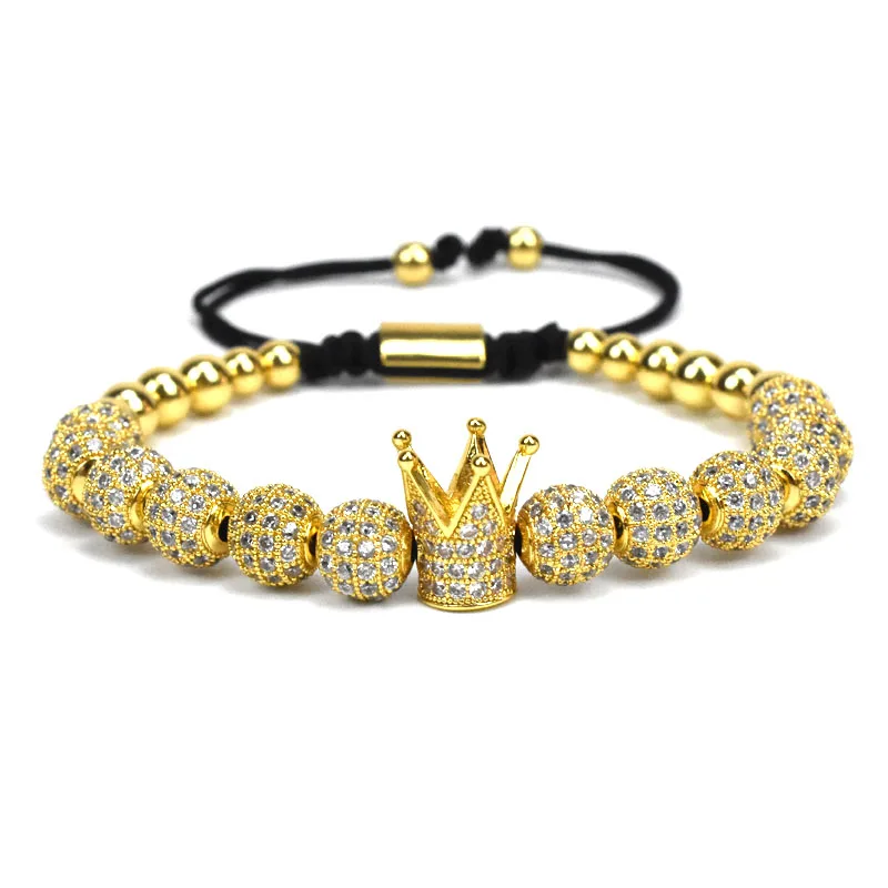 Nine forever мужские браслеты из бисера Ювелирная диадема шармы браслеты для женщин pulseira mujer femme bileklik - Окраска металла: gold crown