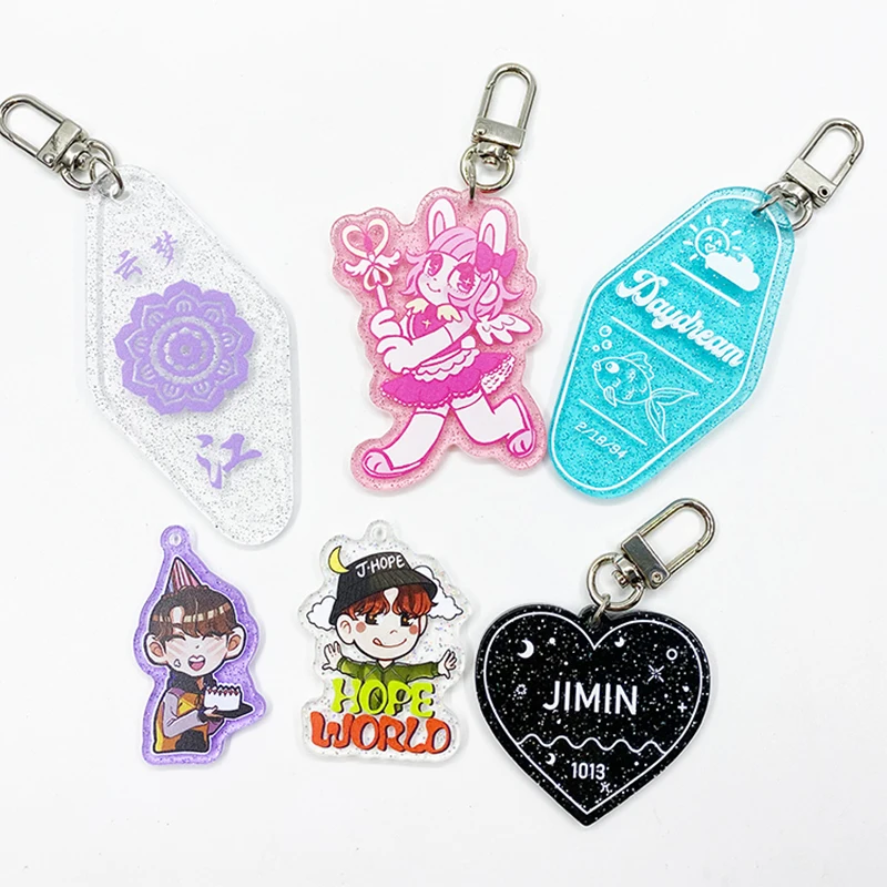 50 PCSLOT Customized Anime Acrylic Keychain Charms Make Your Own Acrylic Keychain Clear Custom Printed Key Chains (05)