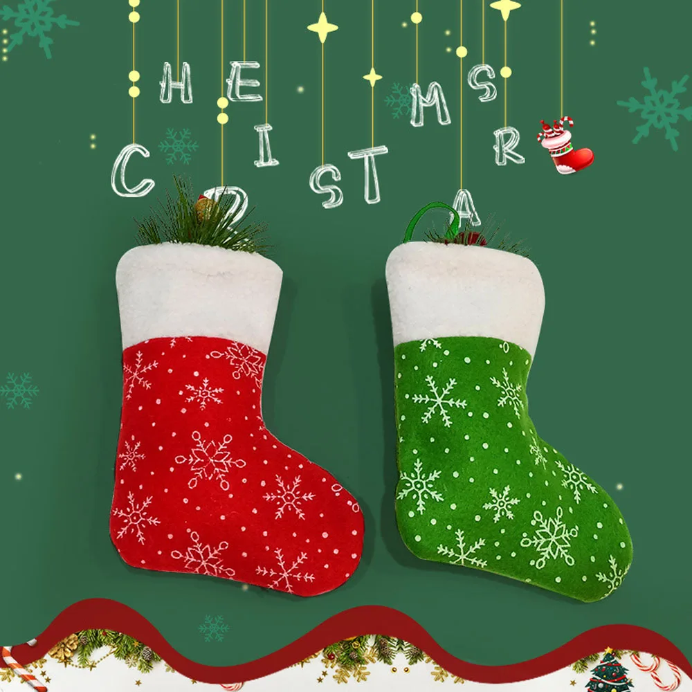 1 шт.; рождественские чулки; подарочные носки из ткани с изображением Санта-лося; Рождественский милый мешок для подарков для детей; Рождественское украшение с изображением каминной елки