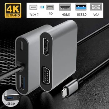 

USB C Type-c to 4K HDMI Adapter USB3.0 VGA Audio video Converter Fast charger for Macbook pro Huawei mate20 Samsung s10