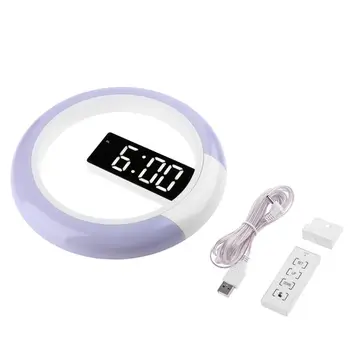

LED Mirror Hollow Wall Clock Creative With Alarm Temperature Ring Light Switch