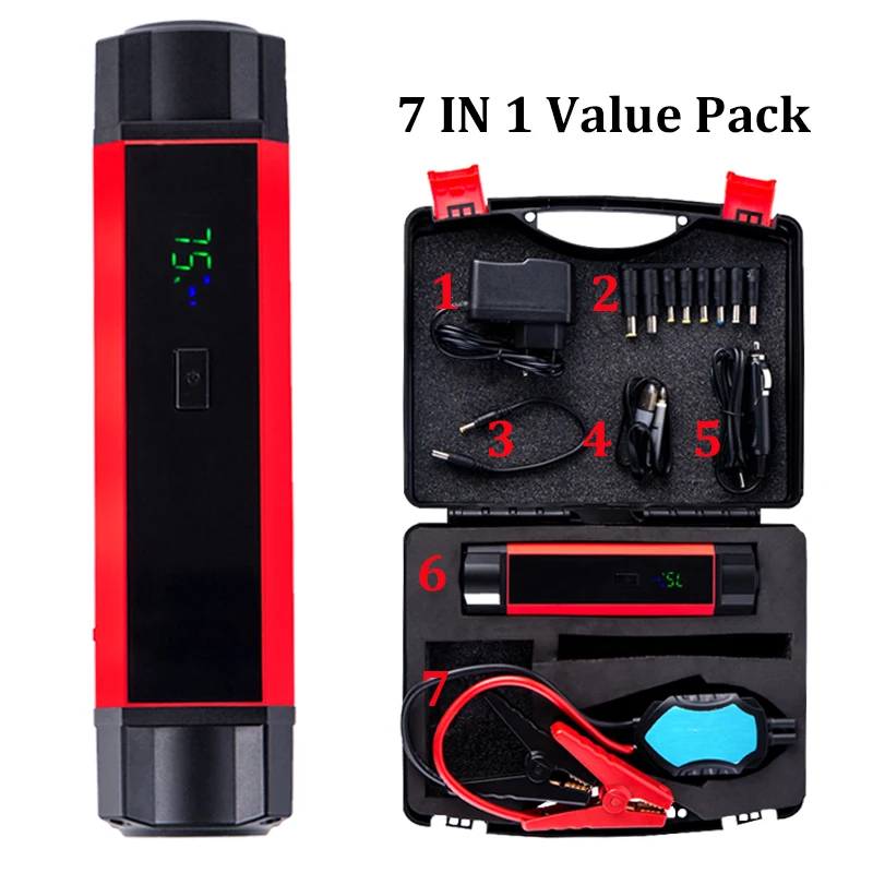 

Car Jump Starter 1000A 12V Emergency Portable Power Bank Charger Battery Booster Auto Starting Device