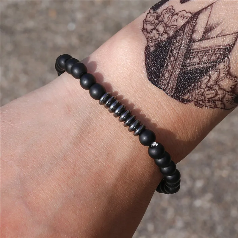 New Fashion 6mm Stone Bead Bracelet Men Simple Elastic Bracelets Classic Charm Erkek bileklik pulseras hombre Jewelry bijoux | Украшения и