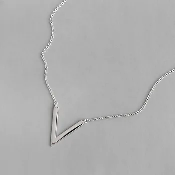 

Classic sterling 925 silver letter v pendant necklace neck decoration, fashion women's chain necklaces & pendants jewellery
