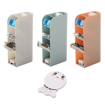 

3pcs Desk Organizer 5-Grid Desktop Pencil Markers Storage Holder Racks Box Containers with 1pc Memo Pad for Home Office Supplies