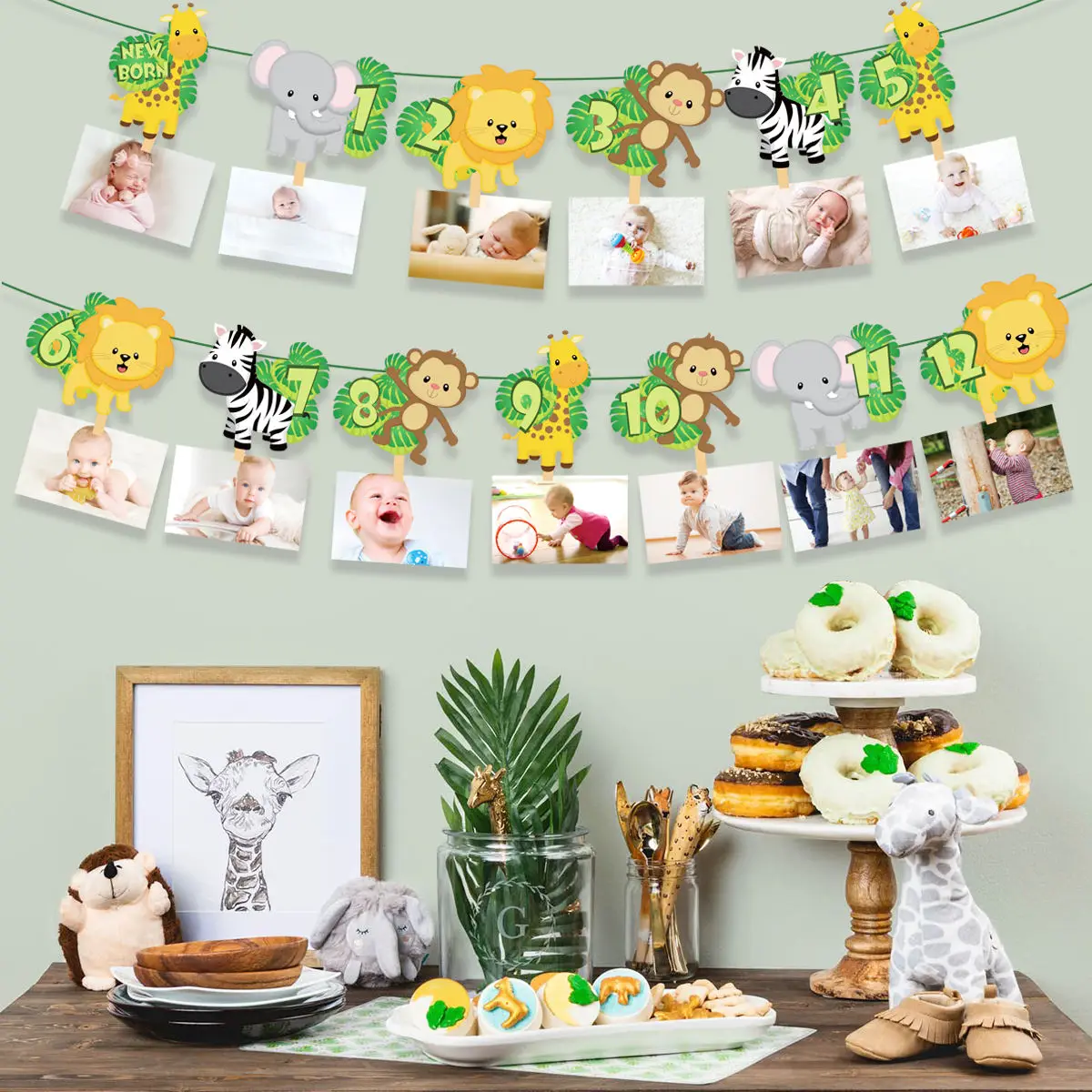 PATIMATE Safari Animals Banner Jungle Party Decoration Baby Shower Safari Party Decor Kids Jungle Animals Birthday Party favors