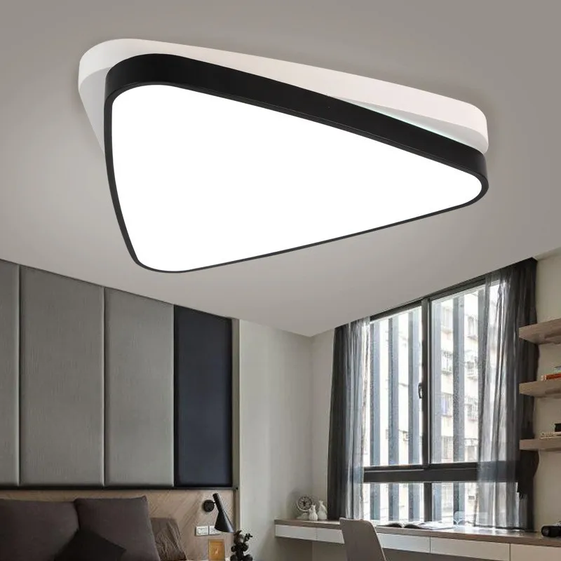 

Creative Triangle Overlapping Living Room LED Ceiling Lamp Restaurant Lamp Black And White Bedroom Cafe Light Free Shipping