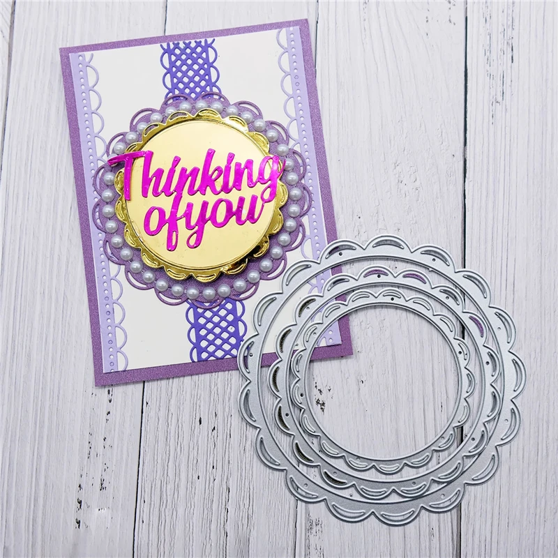 

Naifumodo Nested Stitched Scallop Round Frame Metal Cutting Dies DIY Etched Dies Craft Paper Card Making Scrapbooking Embossing