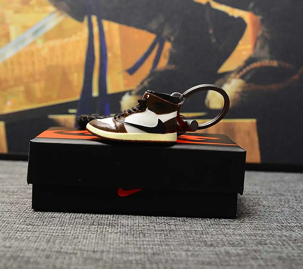 a shoe w rope Дропшиппинг aj1 offwhite Chicago Unc брелок в виде кроссовка Air Jordan 1 3D мини-кроссовки запатентованный спортивный обувной брелок с кроссовком - Цвет: a shoe w rope