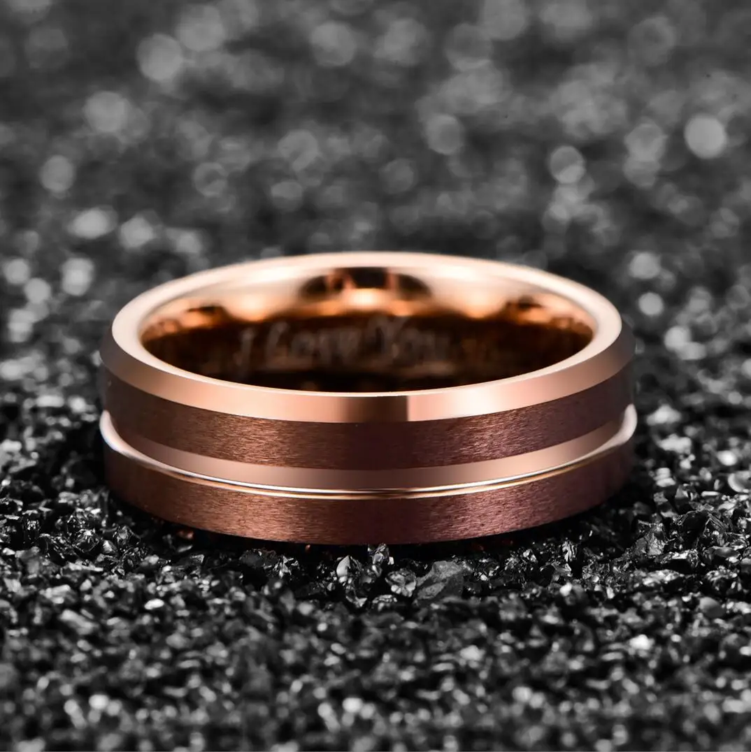 Engrave I love You Promise свадебное вольфрамовое кольцо для мужчин и женщин розовое золотое, классический цвет кольца для пар