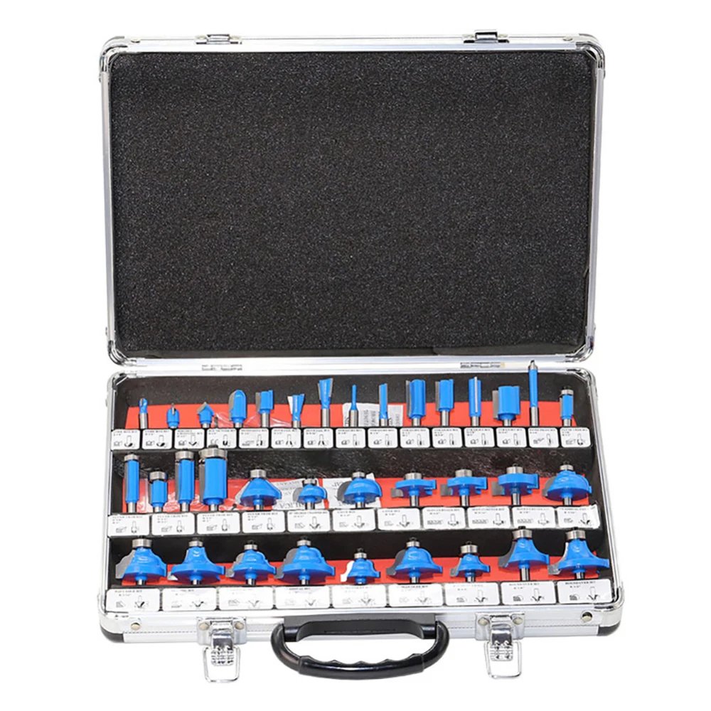 

35 Pcs 1/4 Inch Milling Cutter Set Woodworking Milling Cutter Tools Trimm Router Bits With Carry Case Alloy Shank Router Bit Set