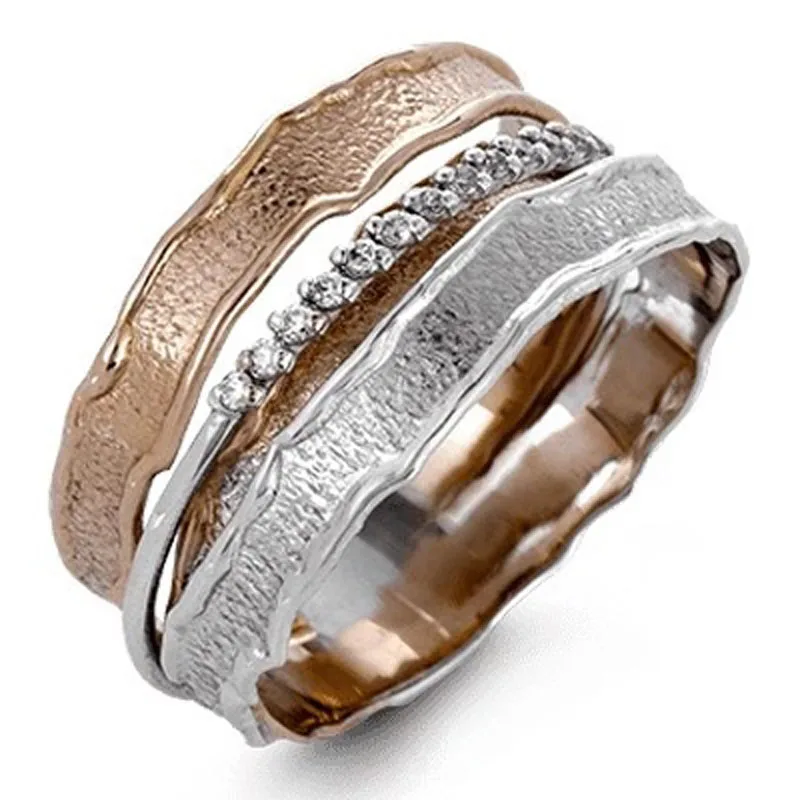  Fashion Double Color Twist Cross Finger Ring Modern 2020 New Silver Rose Gold Two Tone Filled CZ Wedding Rings | Украшения и
