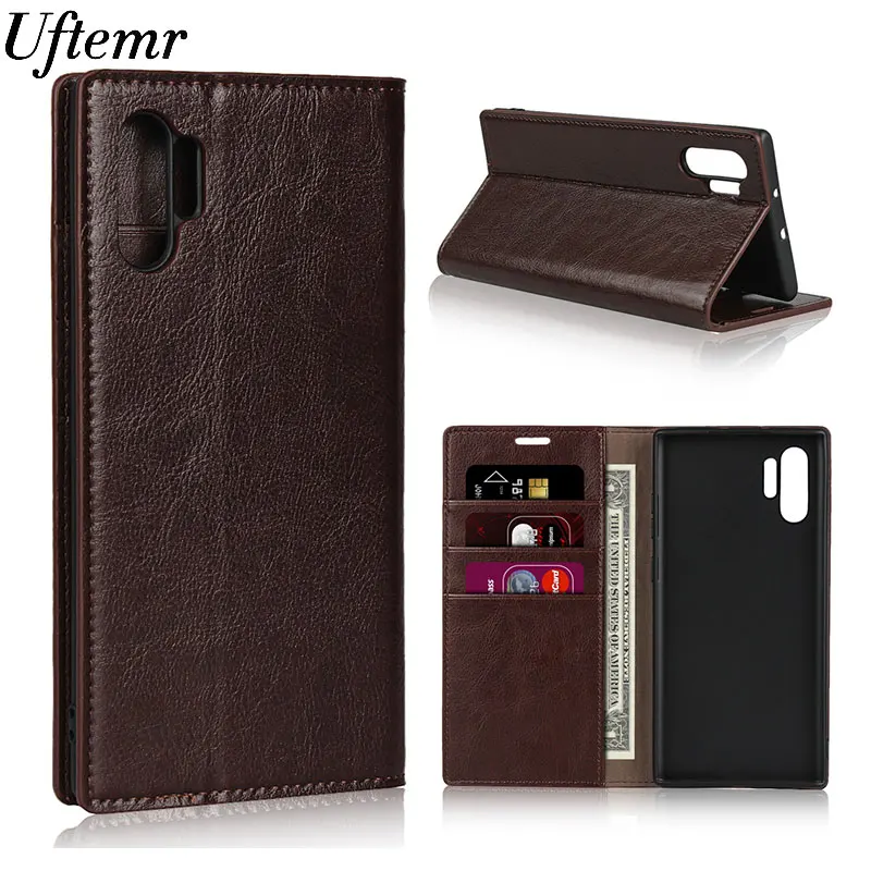 

For Samsung Galaxy Note 10 Plus Pro 5G Phone Case Flip Wallet Cover Business Genuine Leather Case for Galaxy Note 10+ 5G Case