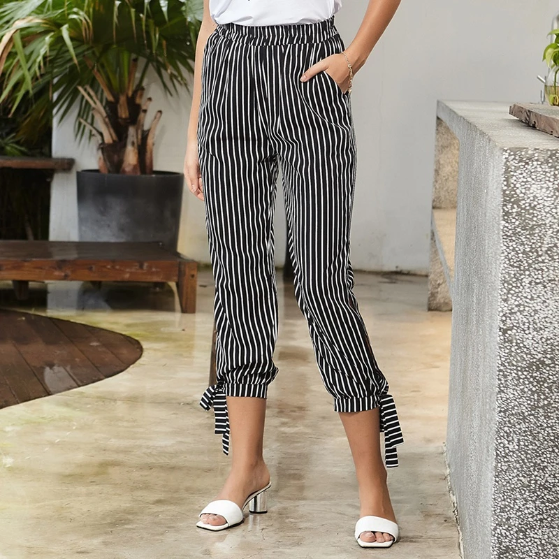 Women Harem Pants Bowtie Printing 