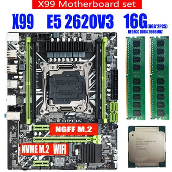 Placa base X99 con XEON E5 2620 V3 para ordenador, kit de combinado de memoria DDR4, NVME, USB3.0, servidor MATX, 2x8 GB = 16 GB, 2666 MHz