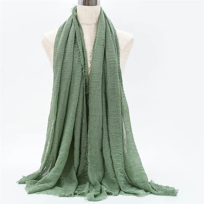 Модный простой хлопковый шарф с бахромой, Женский мягкий однотонный шарф в кашне, шаль из пашмины, мусульманский шарф, хиджабы, палантины - Цвет: 51