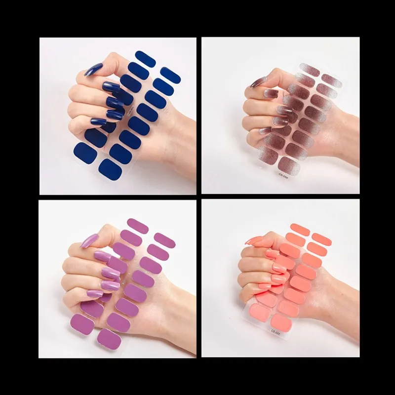 

16 Tips Nail Sticker Decals False Nail Tips Water Proof Design Manicure Tips Decoration Gel Painting Decals Stickers