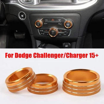 

3pcs A/C Radio Control Knob Trim Ring Aluminum Alloy Orange Parts Decor