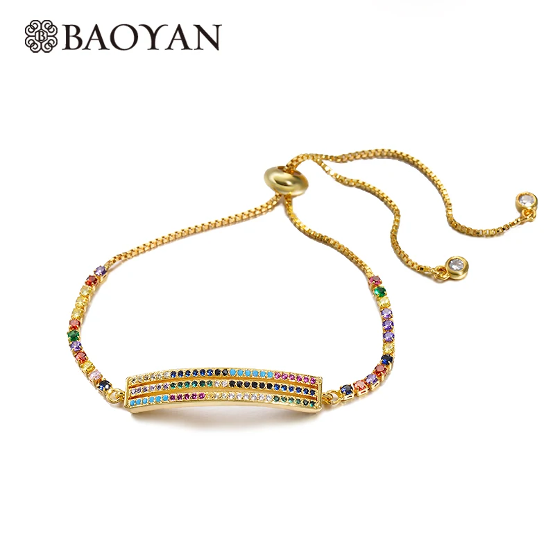 Женский браслет BAOYAN элегантный маленький с кристаллами регулируемая Золотая