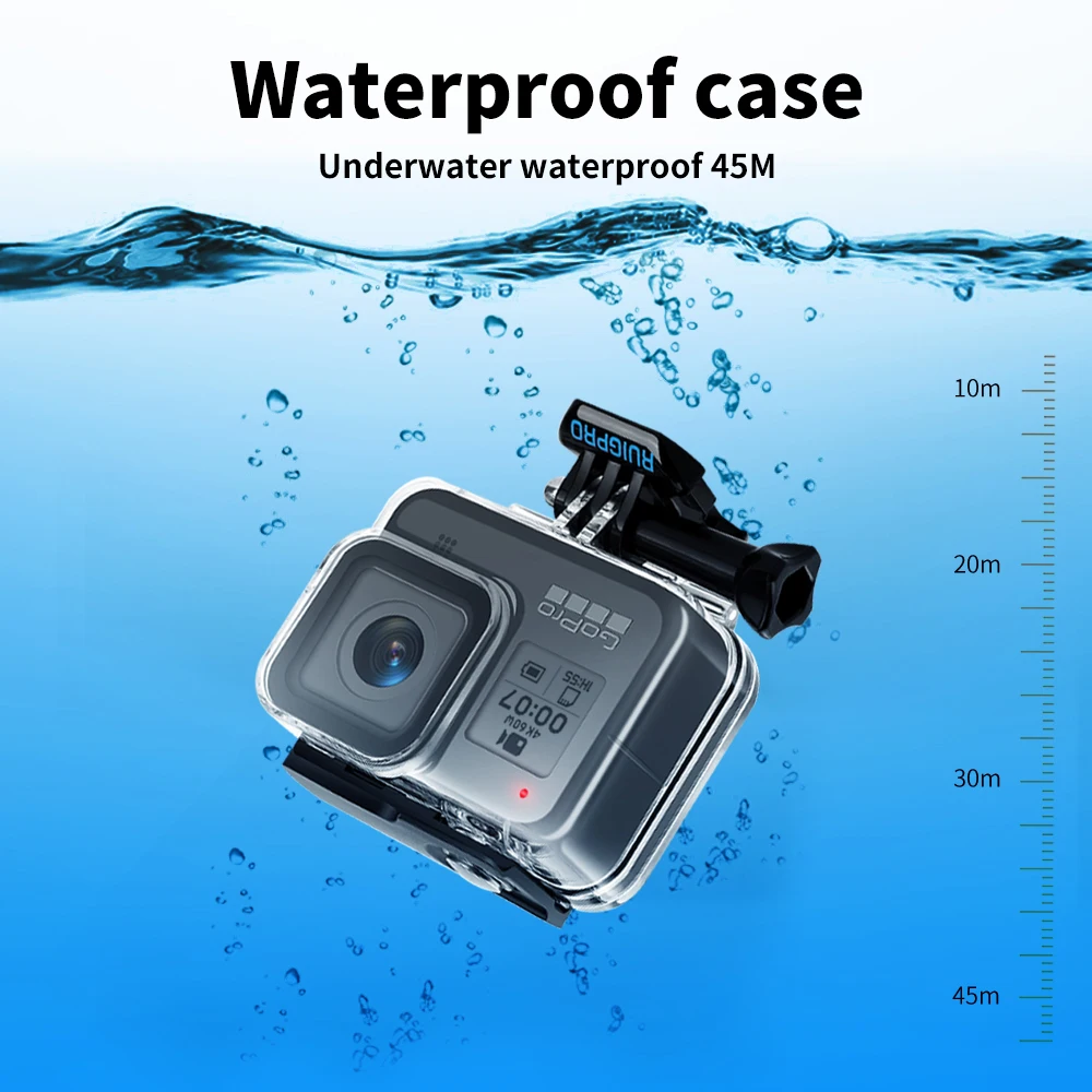 for Gopro Accessories Set go pro hero 8 kit EVA case Tempered film waterproof Housing case red filter Frame silicone Protector