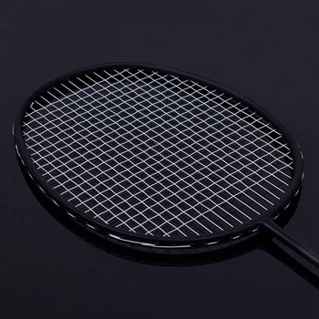 

Super light 7U 67g Strung Badminton Racket Black Professional Carbon Badminton Racquet 28LBS free Grips and Wristband