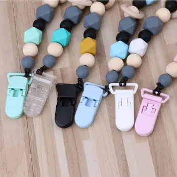 

Silicone And Wood Pacifier Clip Wooden Bead Dummy Clip Holder Soother Chains U50F