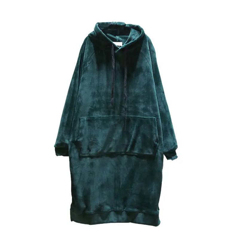 dark green XJ2596 XITAO, женское платье на завязках, модное, новое, зимнее, с карманами, плиссированное, с капюшоном, с воротником, пуловер, элегантное, маленькое, свежее, повседневное платье, XJ2596 - Цвет: dark green XJ2596