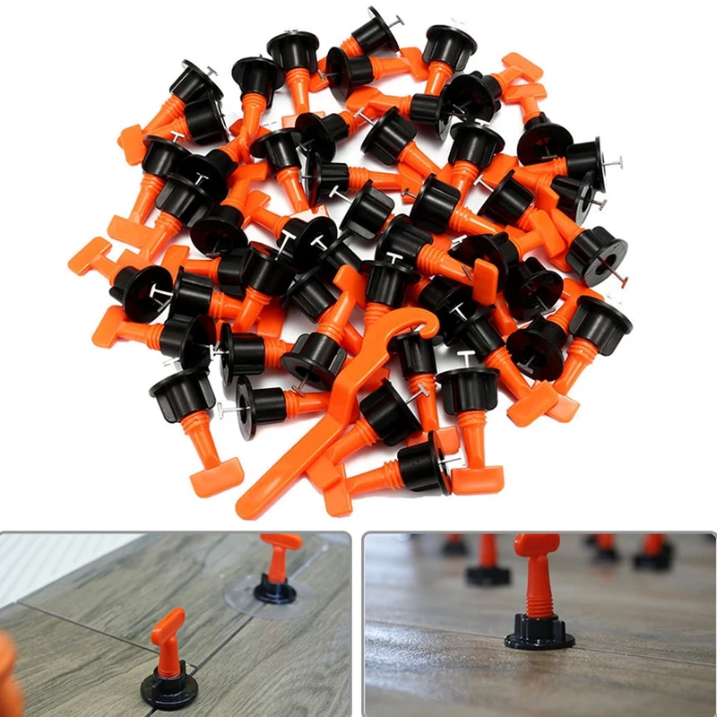 

HOT-50Pcs Tile Leveling System Kit 1.6mm Space Reuse Wall Floor Clip Leveler Ceramic 3-15mm Thickness Construction Tools For Til