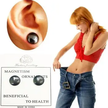 

1 Pairs Black Magnetic Slimming Earrings Slimming Patch Patch Magnets Lazy Health Slim Of Paste Lose Weight Q7H5