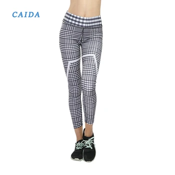 買取 Caida 2020 新チェック柄のvデジタル印刷レギンスヒップ弾性置くヒップ弾性ハイウエストレギンス通気性スリムパンツ