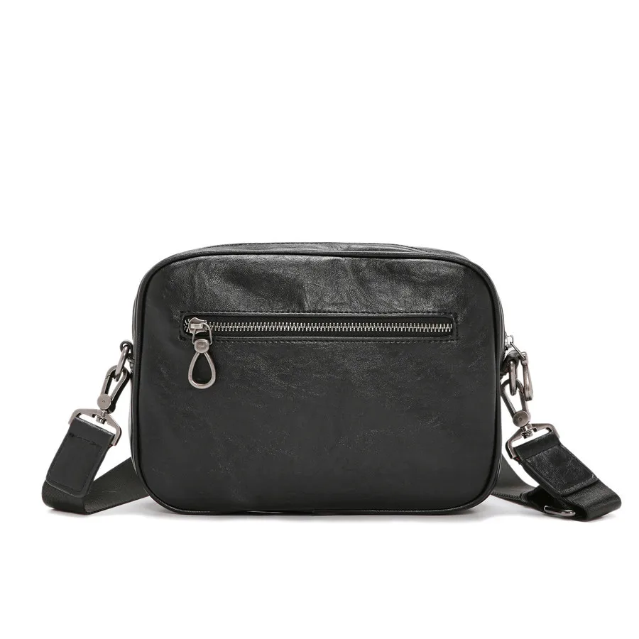 Men's Mini Leather Crossbody Bags Messenger Bags Men's Solid Black Retro Minimalist Shoulder Bussiness Leather Bag