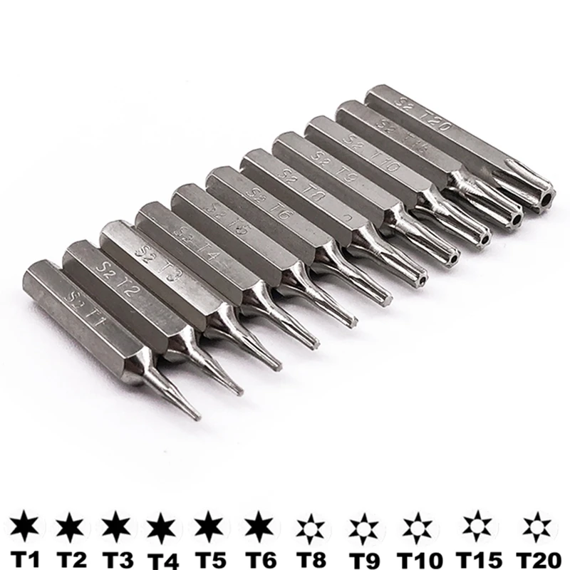 11PCS CR-V Torx Screwdriver Bits Set T1 T2 T3 T4 T5 T6 T8 T9 T10 T15 T20H Mobile Repair Bit Plum Blossoms Repairing Head hand plane set