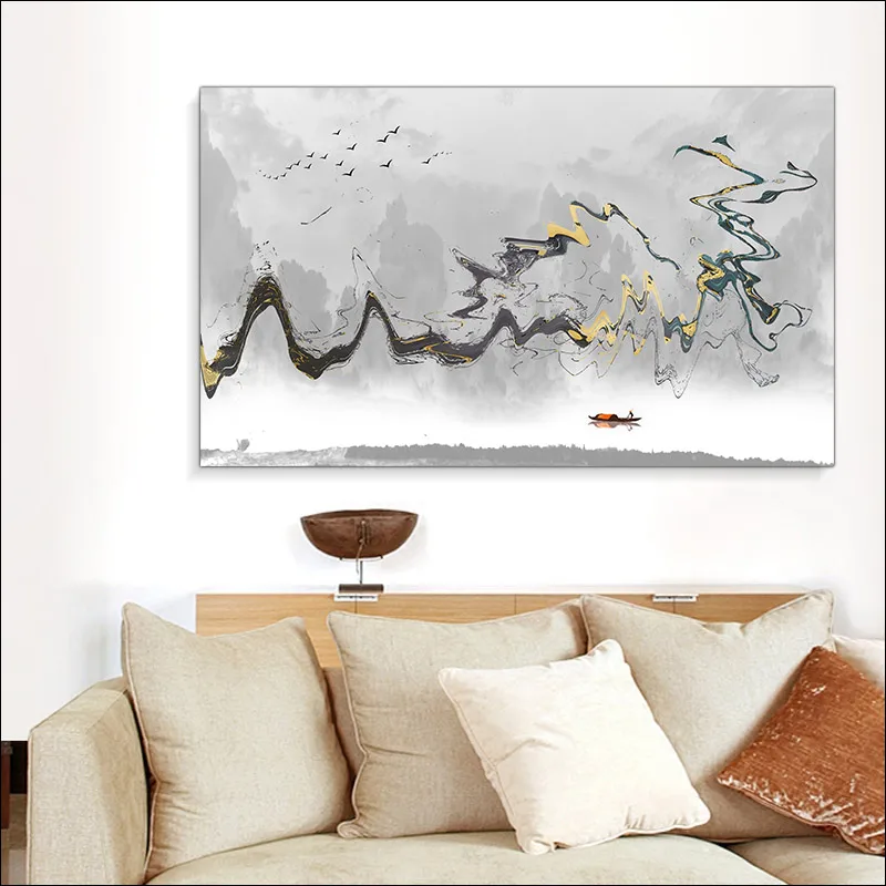 

Modern Ink painting abstract still life painting mountai Home decoration painting modern Printing posters aesthetic
