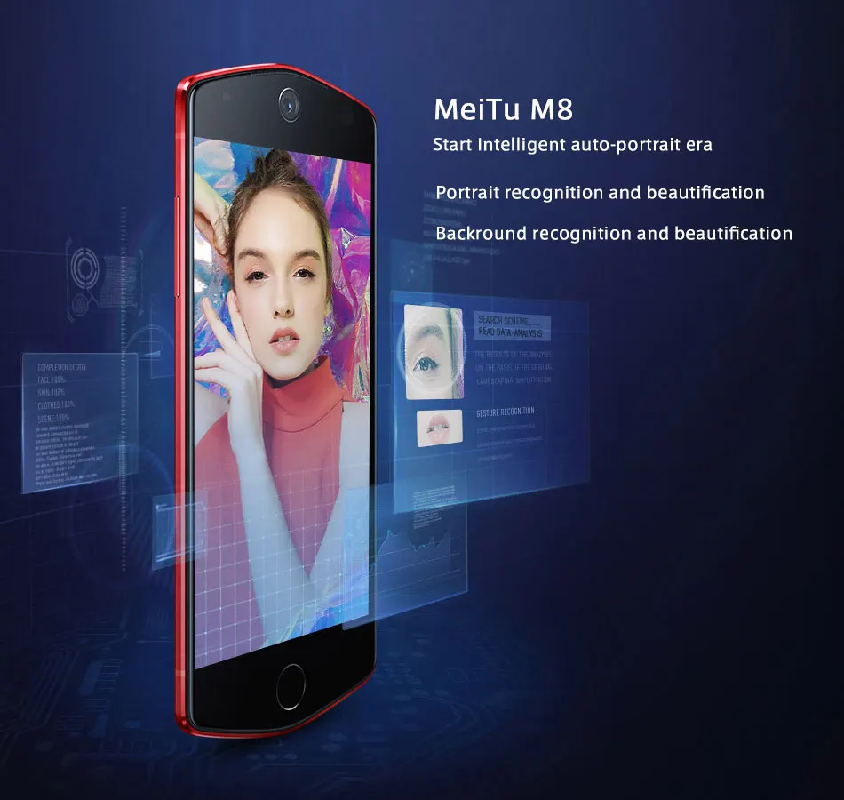 Original Meitu M8 4G LTE Mobile Phone MTK6797M Deca Core Android 6.0 5.2" FHD 1920x1080 4GB Ram 64GB Rom 21.0MP Fingerprint