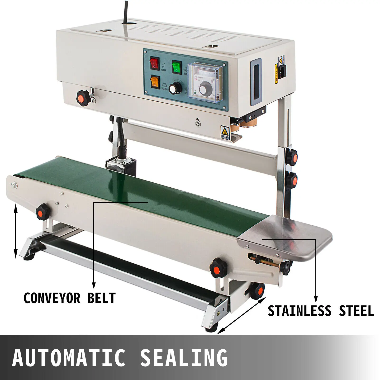 VEVOR Silver Continuous Band Heat Sealer 0.24 in. to 0.6 in. Seal