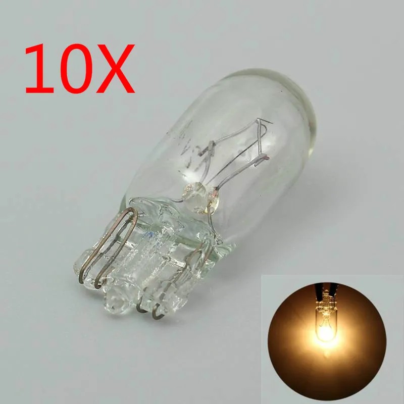 

10Pc/lot T10 W5W 194 5W Natural Glass Double Filament Halogen Car Auto Super Bright White Replacement Light Lamp Bulbs Car Light