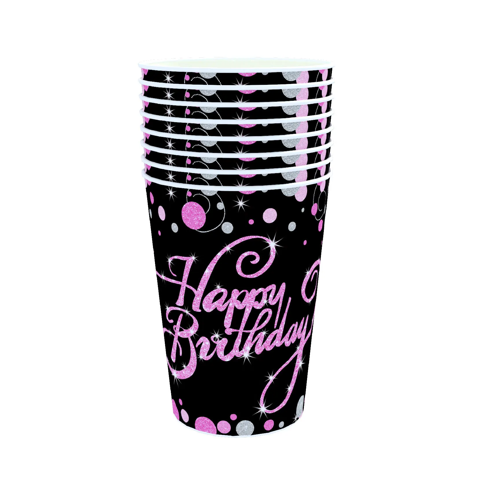 Цвет: розовый, золотистый; Баннер «С Днем Рождения» посуда бумажный стаканчик, тарелка салфетки для 21 30 40 50 60 вечерние украшения свадебные принадлежности - Цвет: cup