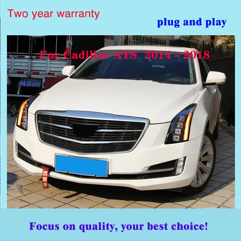 Автомобильный стиль светодиодный фары для Cadillac ATS- фары для ATS Головной фонарь все светодиодный DRL Объектив двойной луч H7 HID Xenon