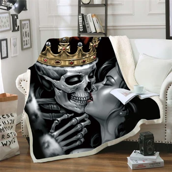 

Skull 3d Printed Gothic Fleece Blanket for Beds Thick Quilt Fashion Bedspread Sherpa Throw Blanket Adults Kids 03