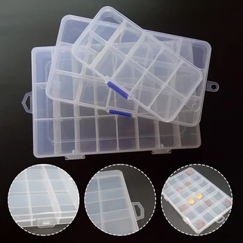

10/15/24 Grid Fixed Storage Box Transparent Plastic Box Jewelry Accessories Box Parts Sorting Box Components Packaging Box